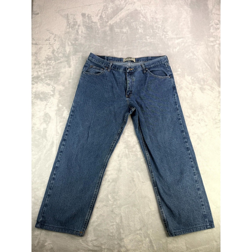 Wrangler Authentic Straight Leg Jeans Mens 38x28 Blue Denim 10ZM200SD